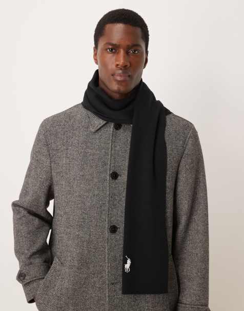 Polo Ralph Lauren - Écharpe d'ensemble en maille de coton à logo emblématique - Noir/crème - view 1