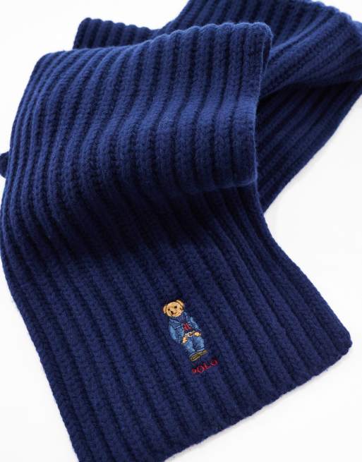 Polo Ralph Lauren - Écharpe en maille à logo ours - Bleu marine, 2 de 4