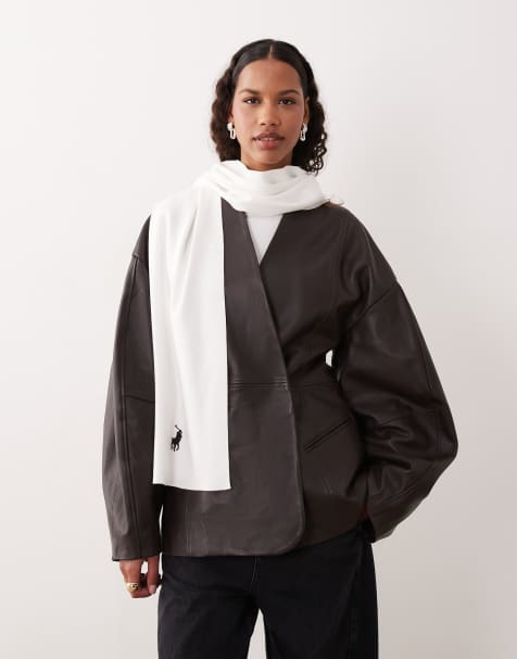 Polo Ralph Lauren - Écharpe en maille de coton à logo emblématique - Blanc cassé et noir - view 1