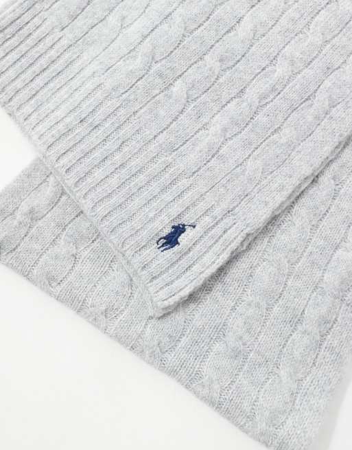Polo Ralph Lauren - Écharpe en maille torsadée à logo emblématique - Gris, 2 de 3