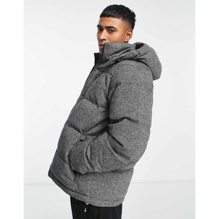 Polo Ralph Lauren El Cap down fill herringbone wool hooded puffer jacket in  black/cream | ASOS