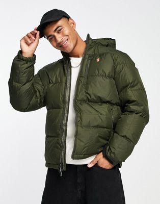 Polo Ralph Lauren down fill hooded puffer jacket in olive green