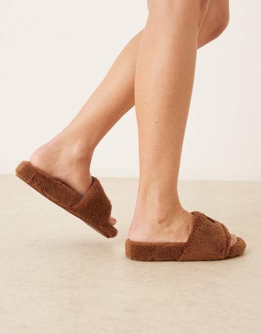Polo Ralph Lauren Elenore polo logo flats slipper in light brown, 3 of 4