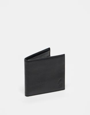 Polo Ralph Lauren Men's Black Embossed Icon Billfold Pebble Leather Wallet In
