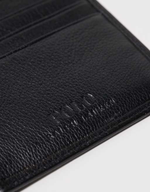 Polo Ralph Lauren embossed icon billfold pebble leather wallet in black, 4 of 4