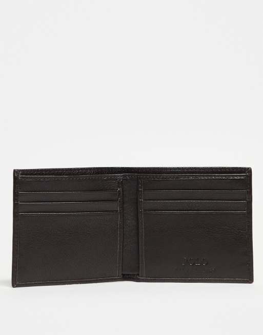 Polo Ralph Lauren embossed icon billfold pebble leather wallet in brown, 3 of 3