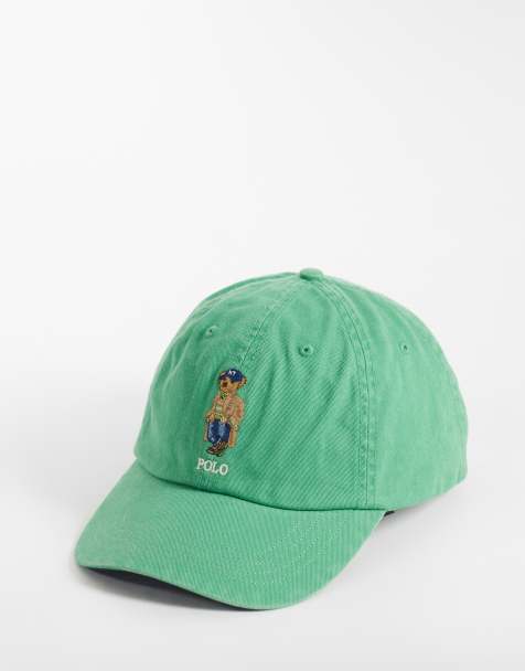 Polo Ralph Lauren embroidered bear baseball cap in mid green - view 1
