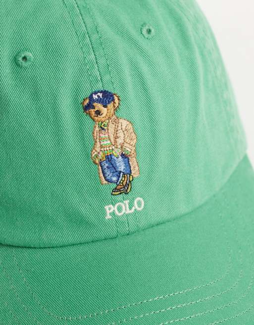 Polo Ralph Lauren embroidered bear baseball cap in mid green, 2 of 3