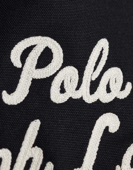 Polo Ralph Lauren embroidered canvas tote in black, 3 of 4