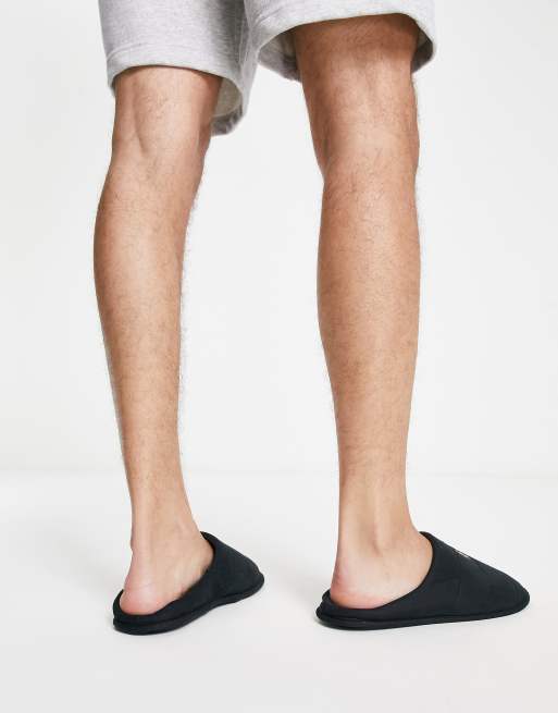 Polo Ralph Lauren emery mule slippers in black and grey | ASOS