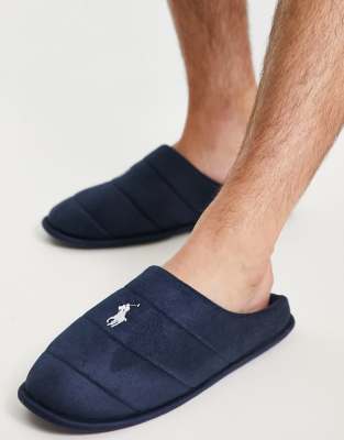 Polo Ralph Lauren Emery mule slippers in navy - ASOS Price Checker