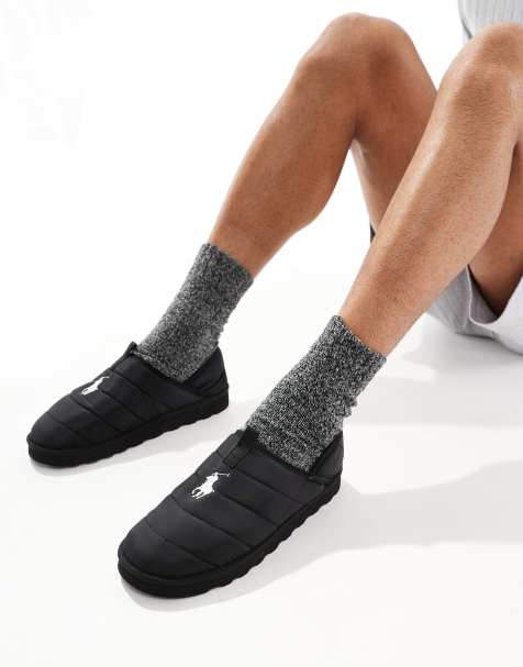 Polo Ralph Lauren Everett slippers with icon logo in black - view 1
