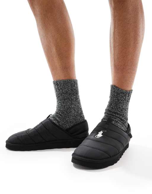Polo Ralph Lauren Everett slippers with icon logo in black, 3 of 4