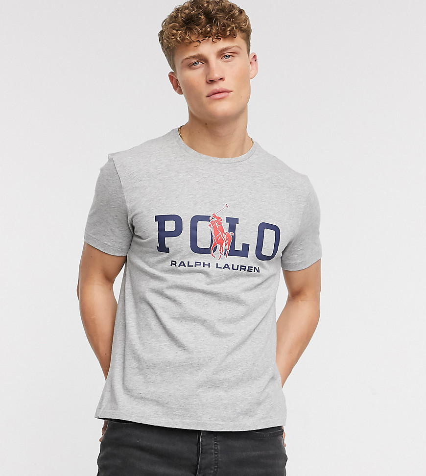 Polo Ralph Lauren - Exclusief bij ASOS - T-shirt met groot logo in gemêleerd grijs