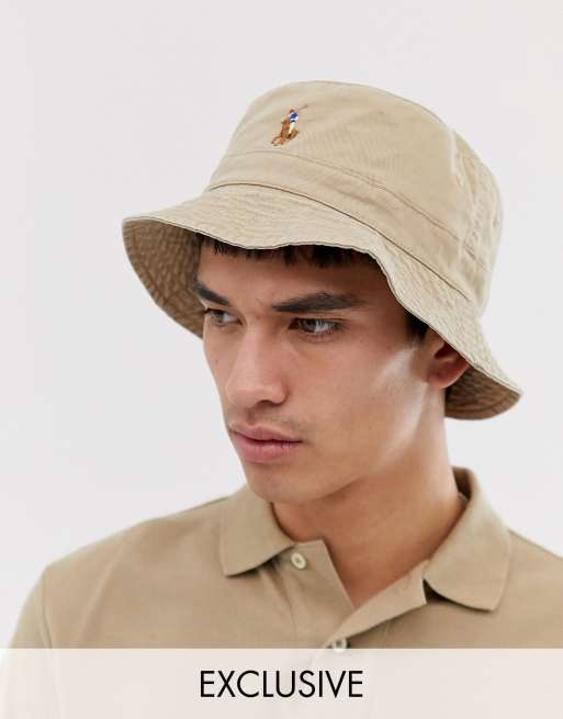 Polo Ralph Lauren Exclusive to Asos multi player logo bucket hat in beige |  ASOS