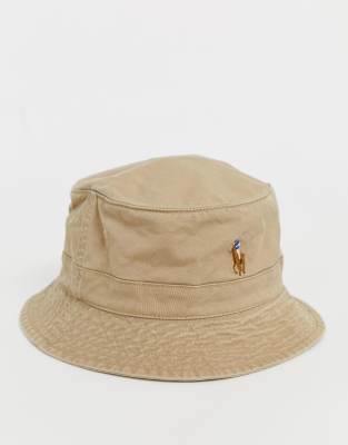 beige polo bucket hat