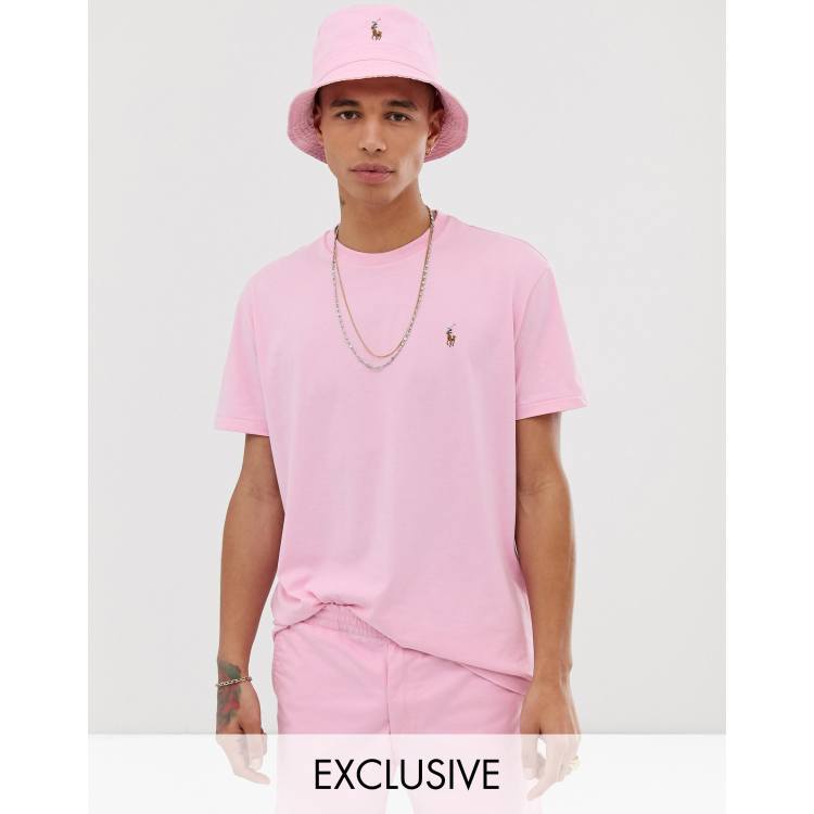 Polo Ralph Lauren Exclusive to Asos oversized multi player logo t shirt in light pink