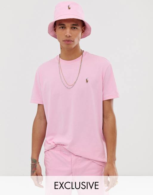 Polo Ralph Lauren Exclusive to Asos oversized multi player logo t shirt in light pink