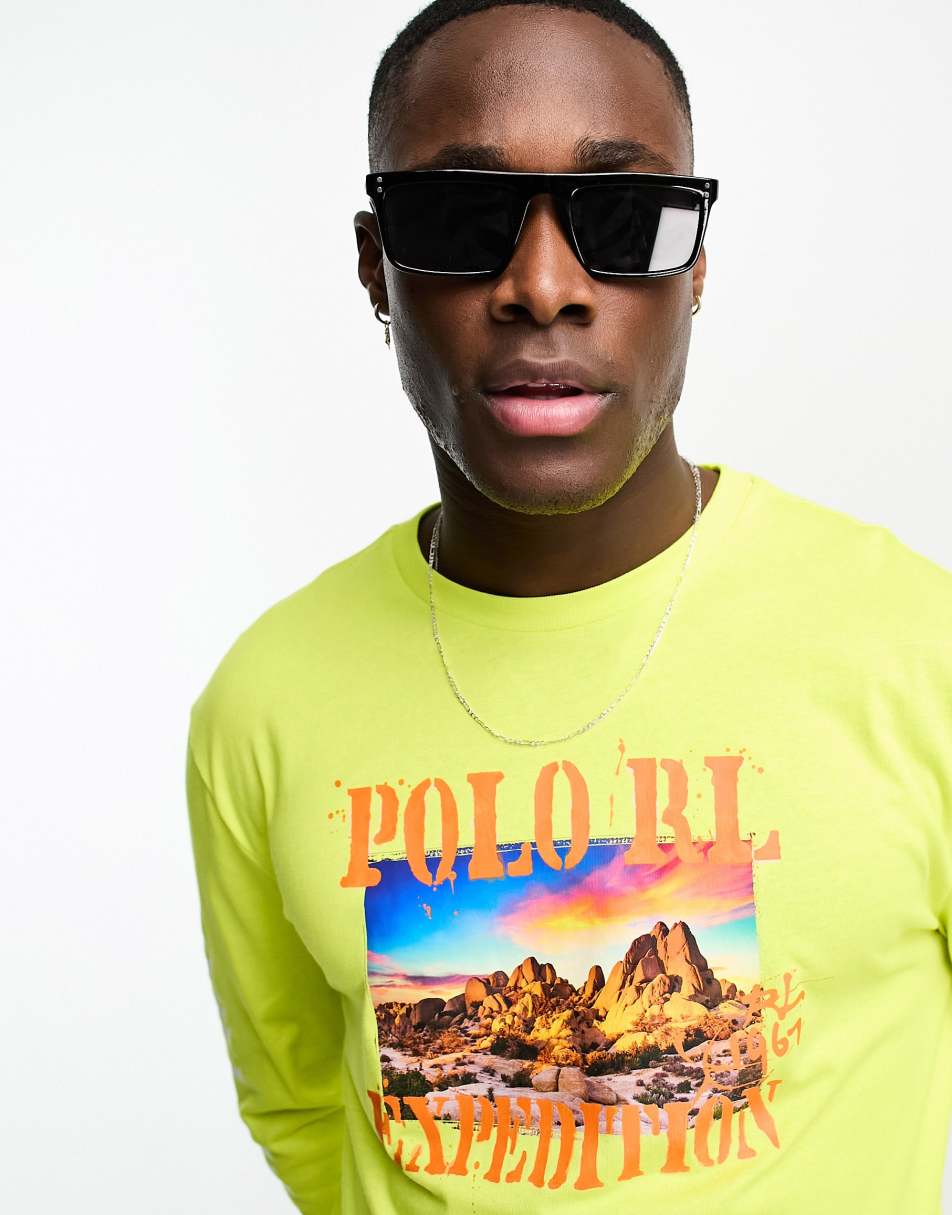 Polo Ralph Lauren explorer logo graphic print long sleeve top