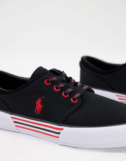 Polo Ralph Lauren Faxon canvas sneakers in black with pony logo | ASOS