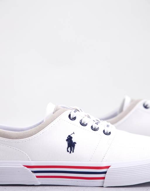 Polo Ralph Lauren faxon canvas sneakers in white with pony logo | ASOS