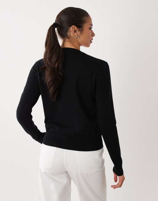 Polo Ralph Lauren – Feinstrickjacke in Schwarz mit Markenlogo, 4 von 4