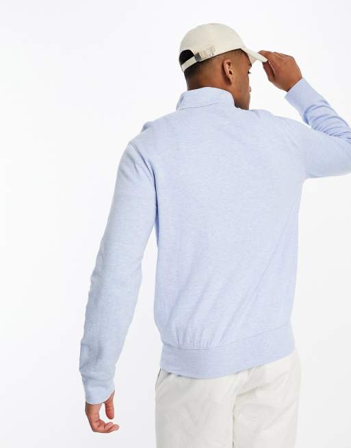 Polo Ralph Lauren - Felpa blu chiaro mélange con zip corta e logo, 2 di 4