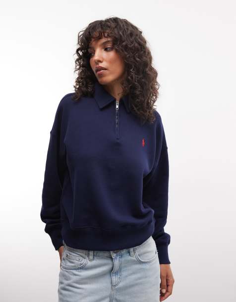 Polo Ralph Lauren - Felpa blu navy con zip corta e logo - view 1