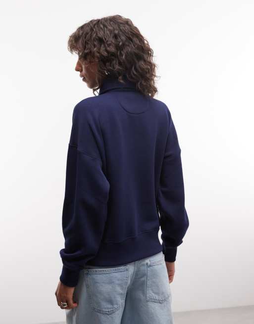 Polo Ralph Lauren - Felpa blu navy con zip corta e logo, 4 di 4
