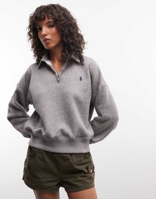 Polo Ralph Lauren - Felpa comoda grigia con zip corta e logo, 3 di 4