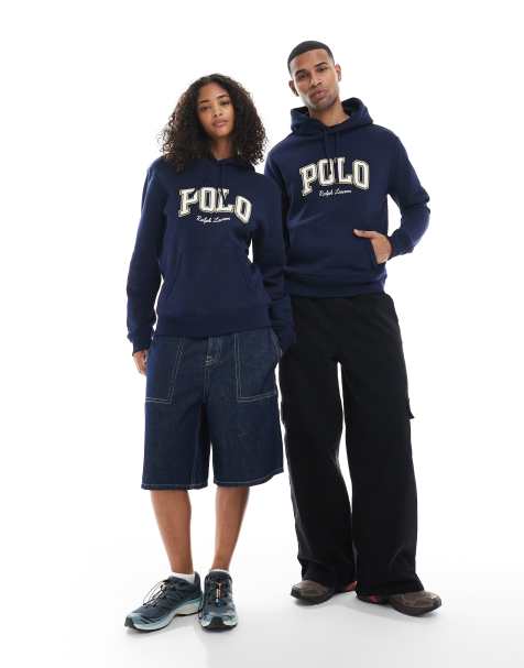 Polo Ralph Lauren - Felpa con cappuccio blu navy con scritta del logo stile college - view 1