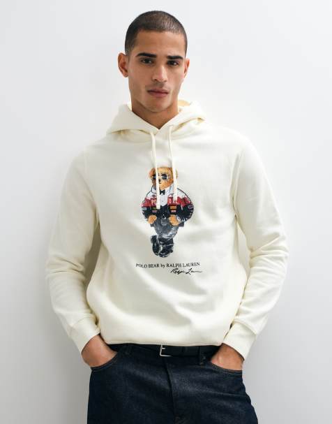 Polo Ralph Lauren felpa con cappuccio con stampa orso color crema - view 1