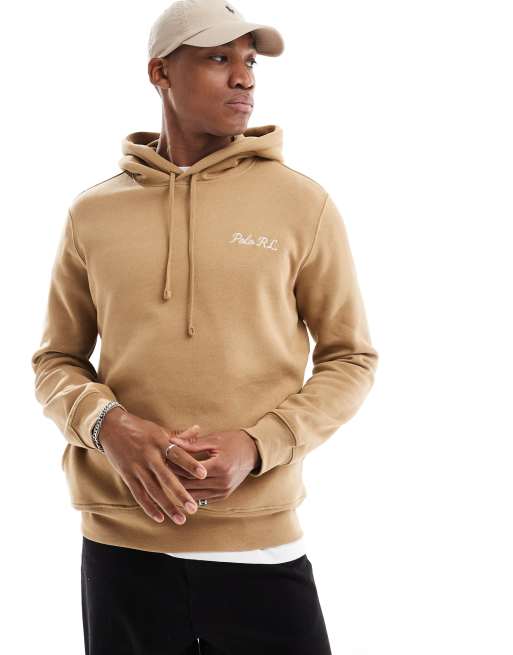 Polo Ralph Lauren Felpa con cappuccio in pile color cammello con stampa di orso ASOS