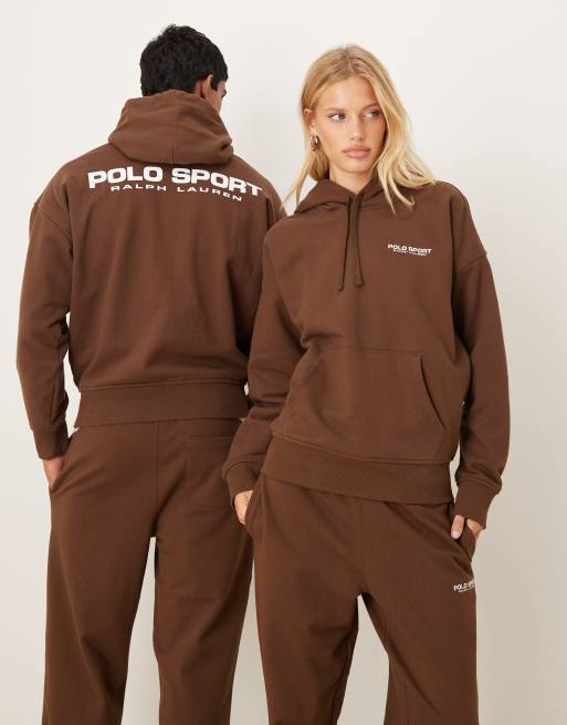 Polo Ralph Lauren - Felpa con cappuccio marrone a maniche lunghe