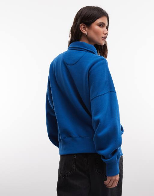 Polo Ralph Lauren felpa con logo icon e zip corta blu, 4 di 4