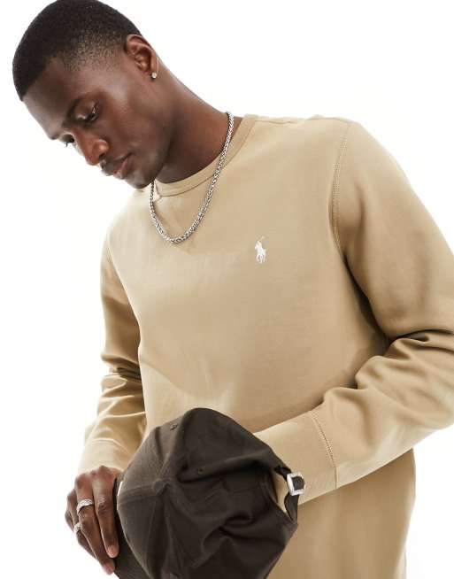 Polo Ralph Lauren - Felpa kaki cuoio in maglia doppia con logo
