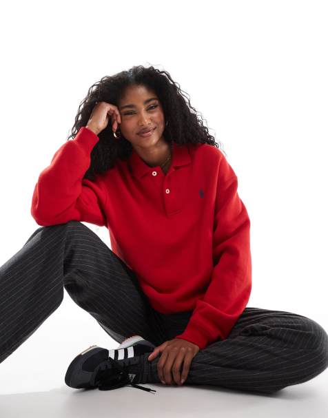 Polo Ralph Lauren - Felpa rossa con logo e colletto - view 1