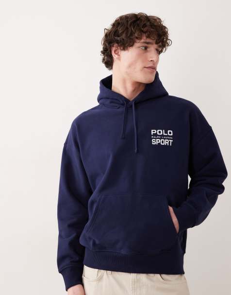 Polo Ralph Lauren - Felpa sportiva comoda con stampa sulla schiena e cappuccio blu navy - view 1