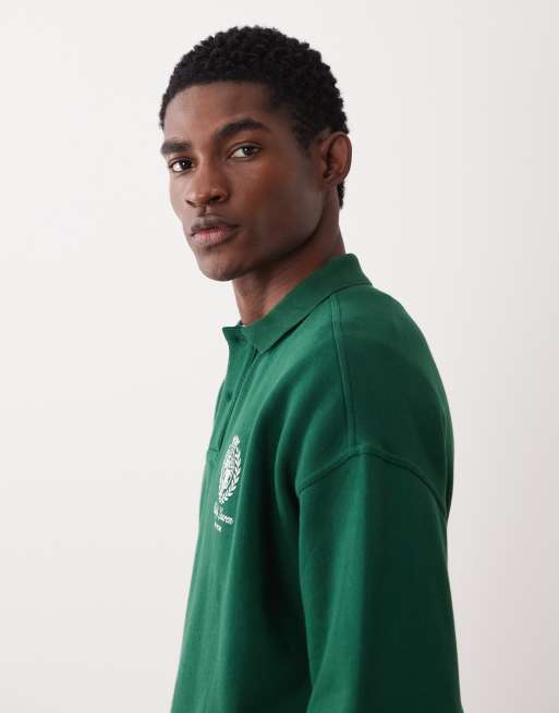 Polo Ralph Lauren - Felpa verde a maniche lunghe con colletto e logo, 4 di 5