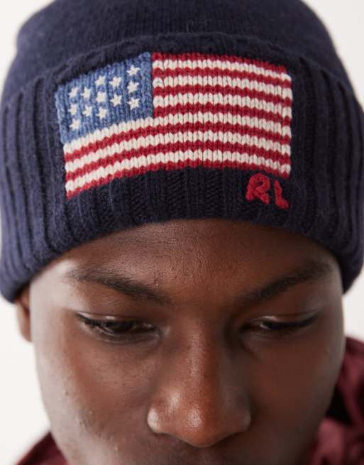 Polo Ralph Lauren flag beanie in navy | ASOS