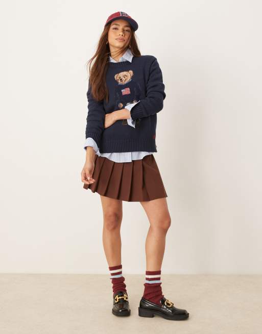 Polo Ralph Lauren flag bear knitted jumper in navy, 3 of 4