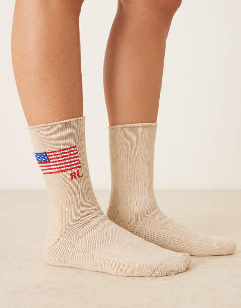 Polo Ralph Lauren flag logo socks in grey - view 1