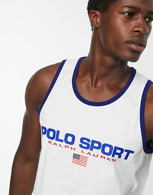 Polo Ralph Lauren flag sport logo tank top in white
