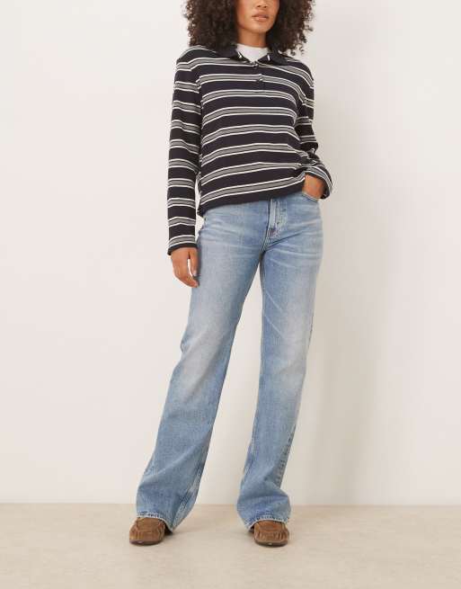 Polo Ralph Lauren - Flared bootcut jeans met 5 zakken en uitlopende pijpen in 'bruini' blauw met wassing
