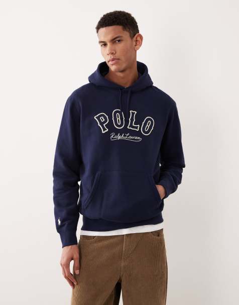 Polo Ralph Lauren - Fleece hoodie met groot logo in marineblauw - view 1