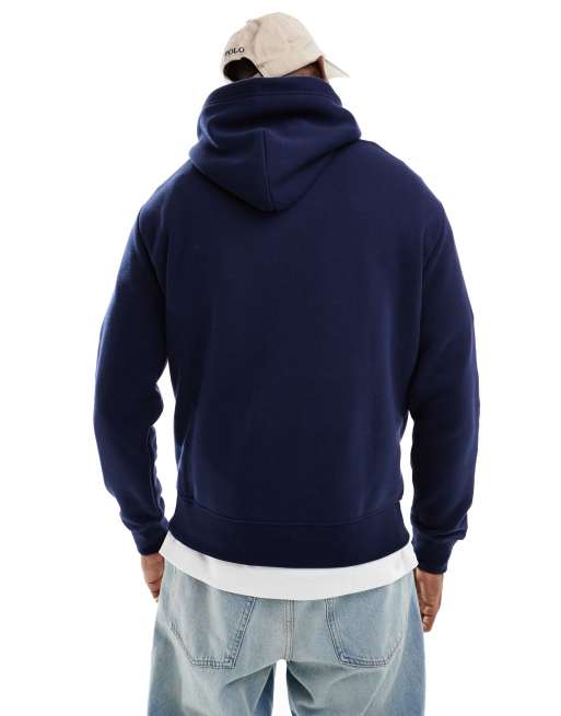 Polo Ralph Lauren – Fleece-Kapuzenpullover in Marineblau mit