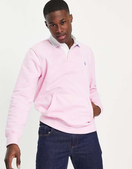 Polo Ralph Lauren fleece player logo rugby pocket sweatshirt in pink