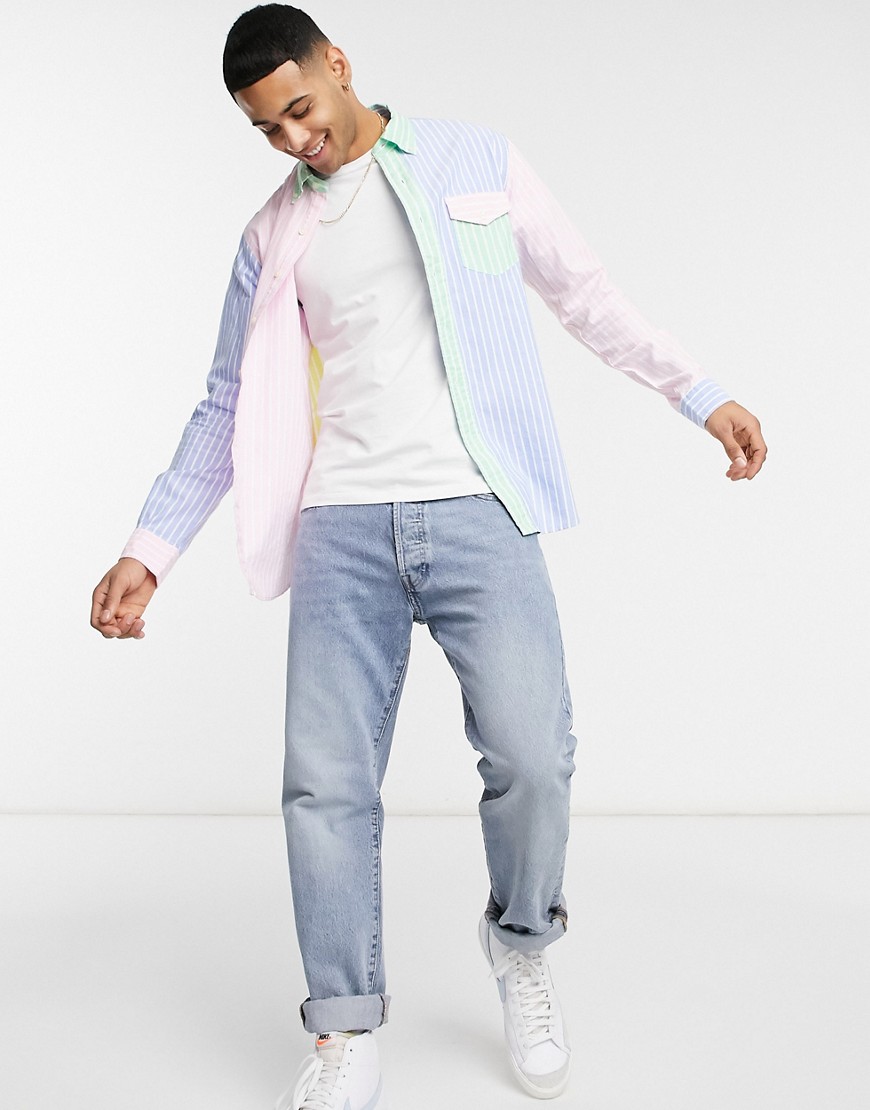 Polo Ralph Lauren – Flerfärgad randig oxfordskjorta i normal passform med button down-krage och spelarlogga