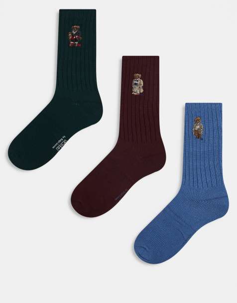 Polo Ralph Lauren - Flerfarvede sokker med bjørn i gaveæske med 3 par - view 1
