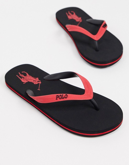 Polo Ralph Lauren flip flop in black/red